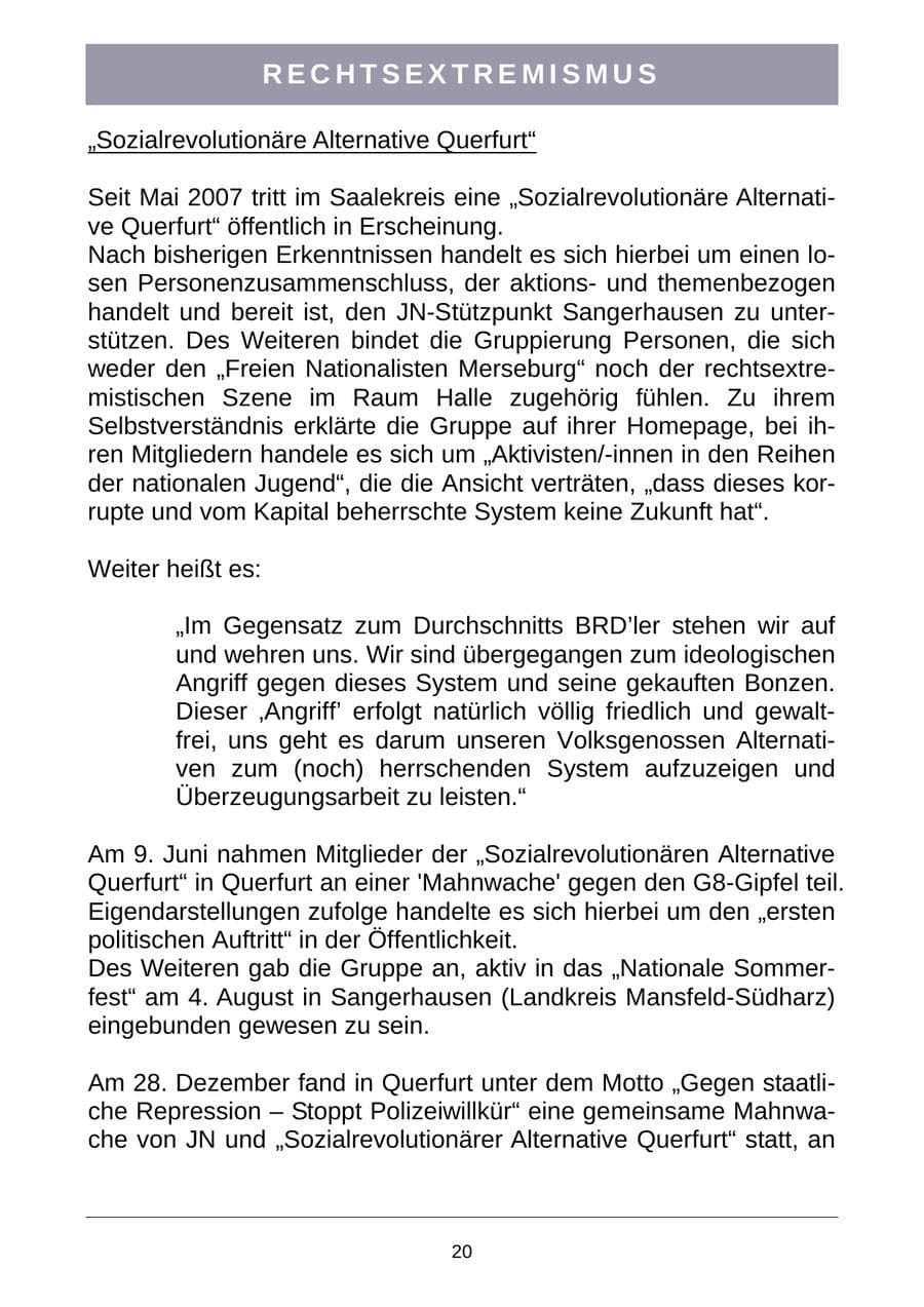 Seite 23 des Verfassungsschutzbericht 2007 Sachsen-Anhalt