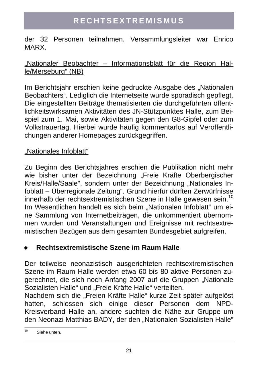 Seite 24 des Verfassungsschutzbericht 2007 Sachsen-Anhalt