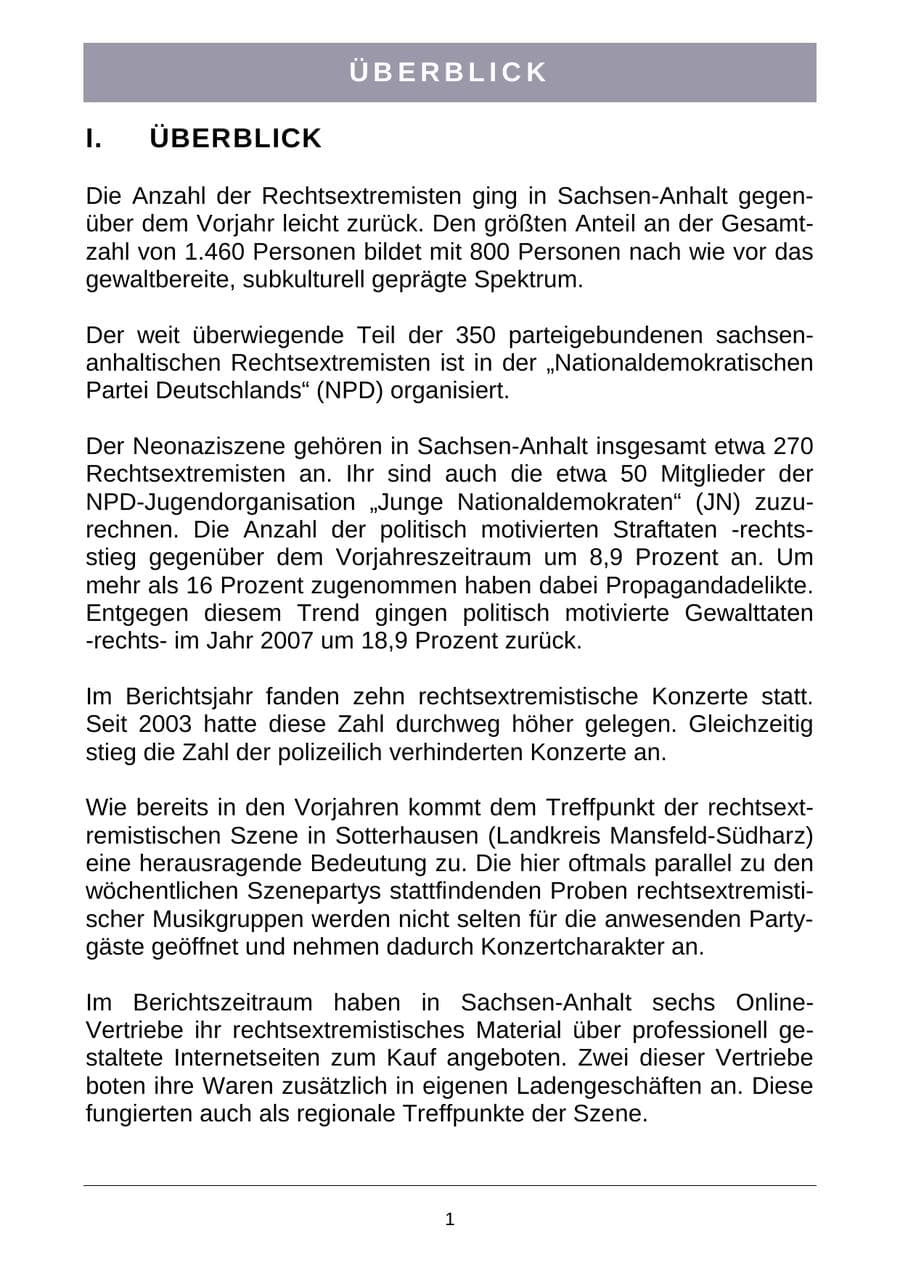 Seite 4 des Verfassungsschutzbericht 2007 Sachsen-Anhalt