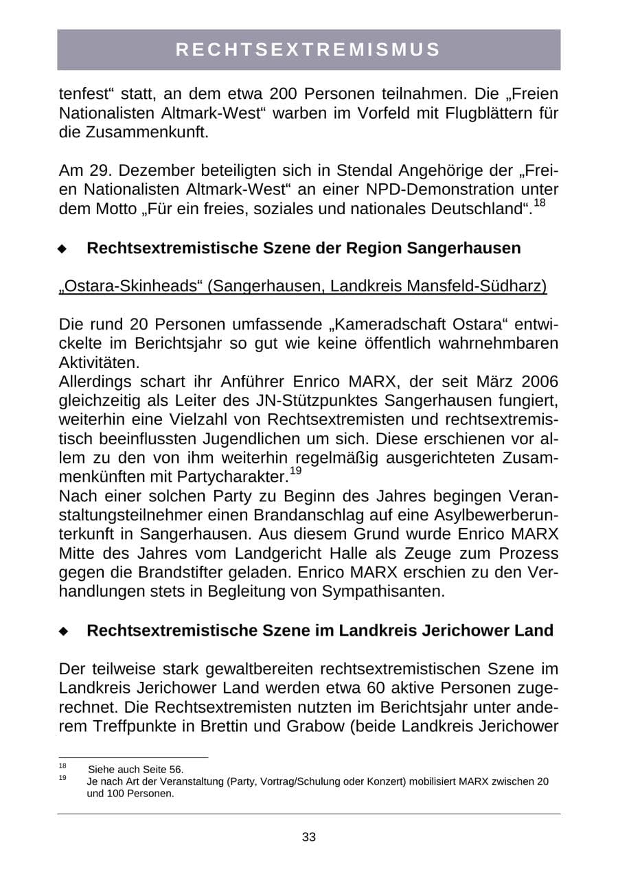 Seite 36 des Verfassungsschutzbericht 2007 Sachsen-Anhalt