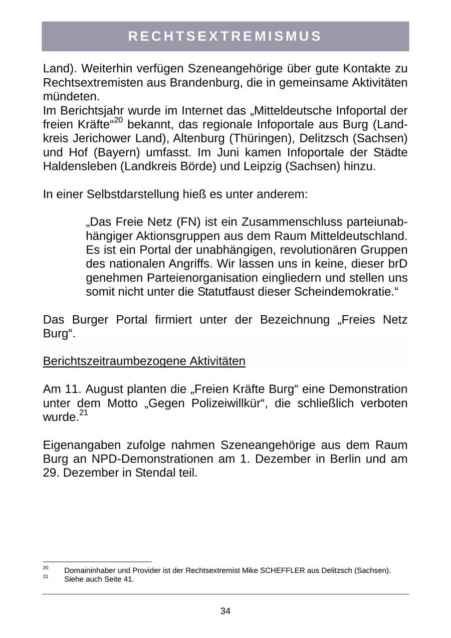 Seite 37 des Verfassungsschutzbericht 2007 Sachsen-Anhalt