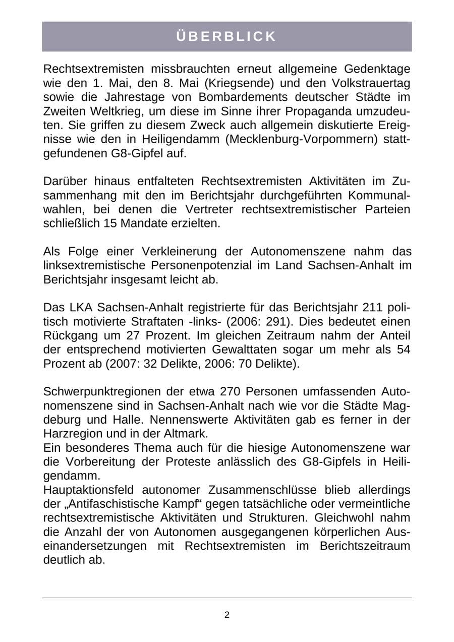 Seite 5 des Verfassungsschutzbericht 2007 Sachsen-Anhalt