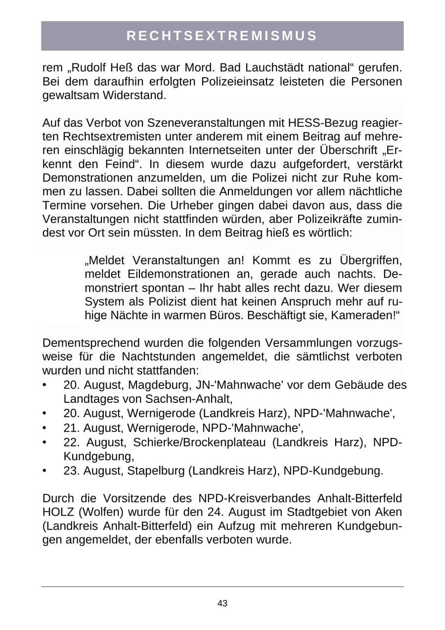 Seite 46 des Verfassungsschutzbericht 2007 Sachsen-Anhalt