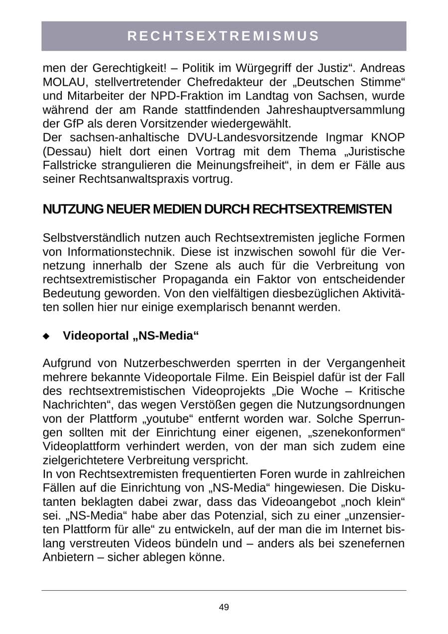 Seite 52 des Verfassungsschutzbericht 2007 Sachsen-Anhalt