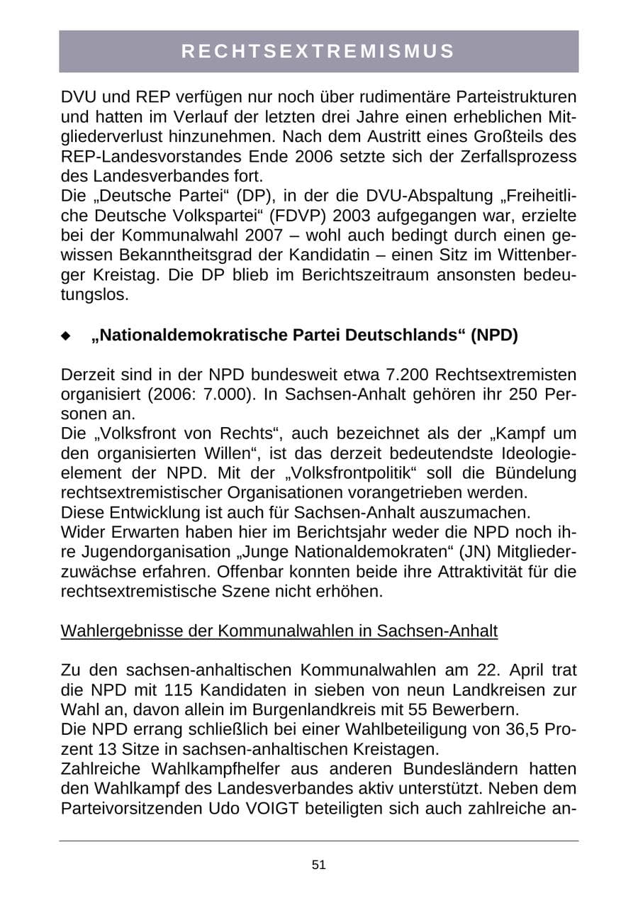 Seite 54 des Verfassungsschutzbericht 2007 Sachsen-Anhalt
