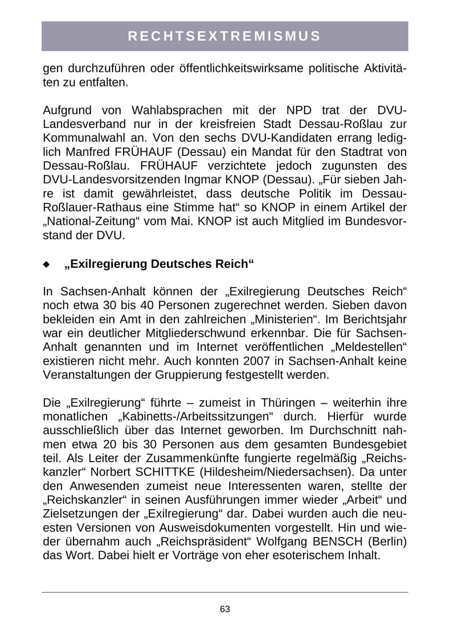 Seite 66 des Verfassungsschutzbericht 2007 Sachsen-Anhalt