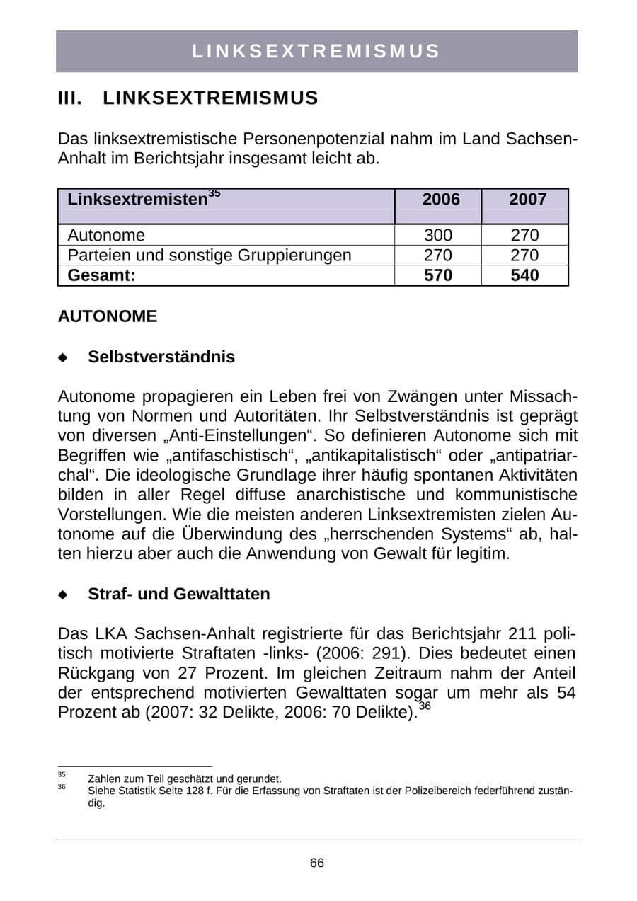 Seite 69 des Verfassungsschutzbericht 2007 Sachsen-Anhalt