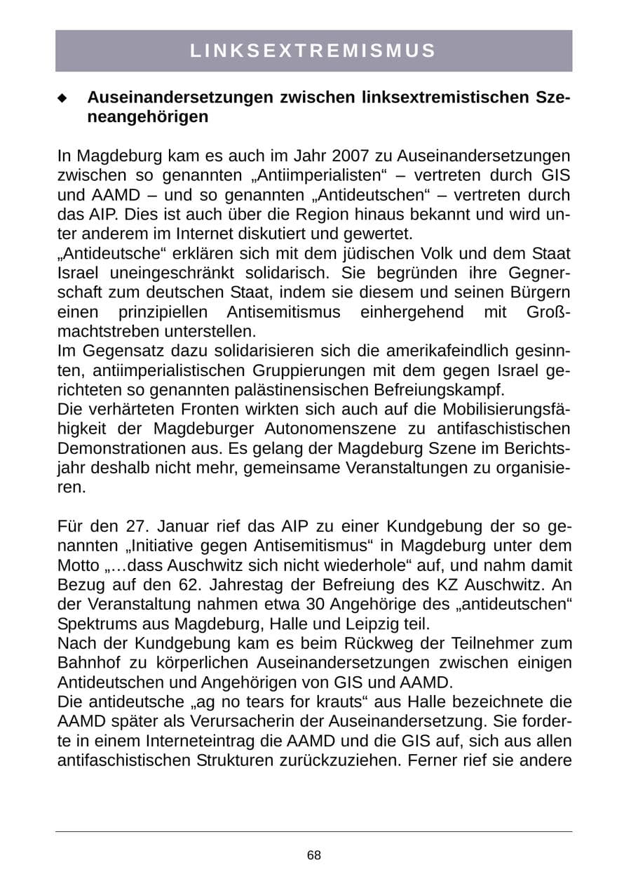 Seite 71 des Verfassungsschutzbericht 2007 Sachsen-Anhalt