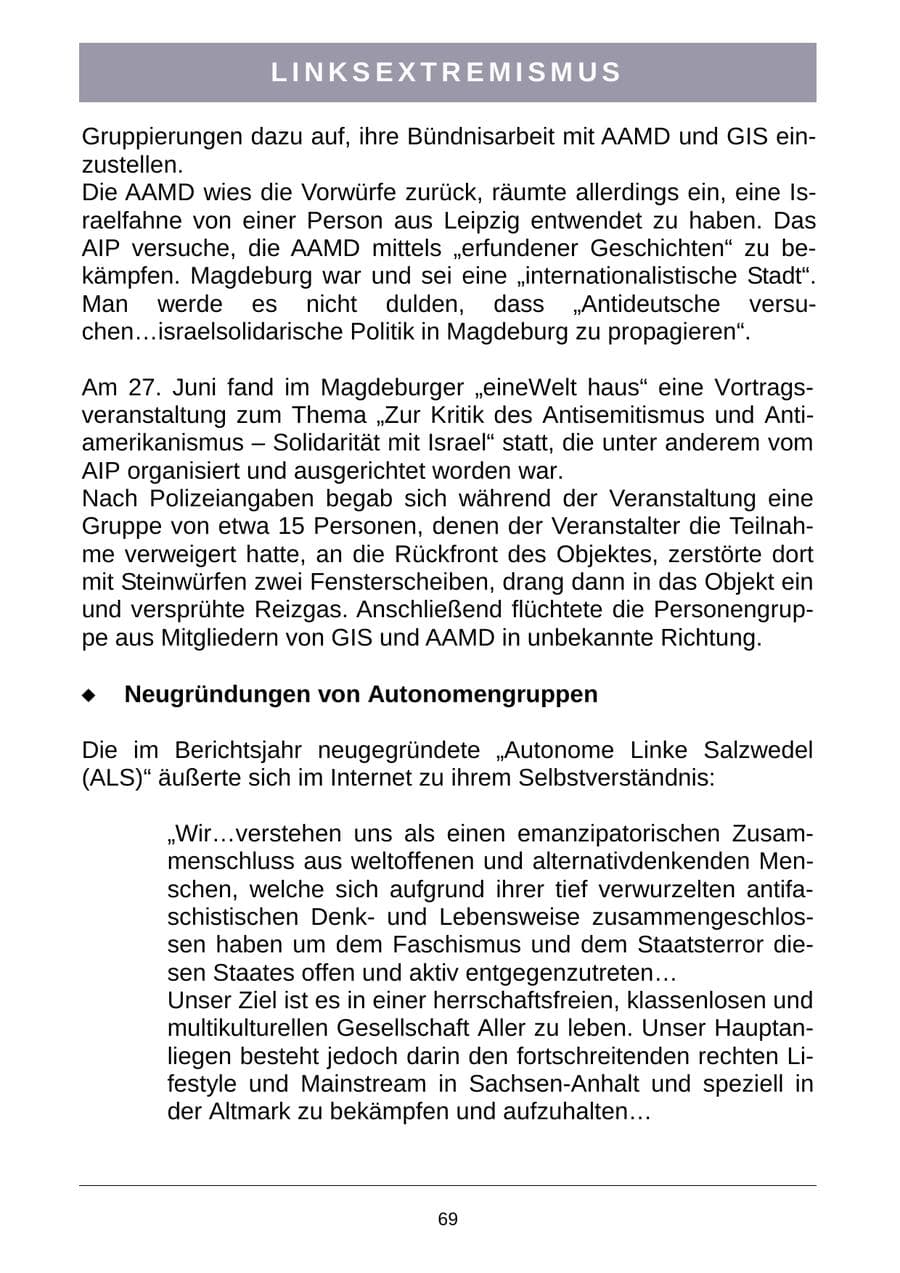 Seite 72 des Verfassungsschutzbericht 2007 Sachsen-Anhalt