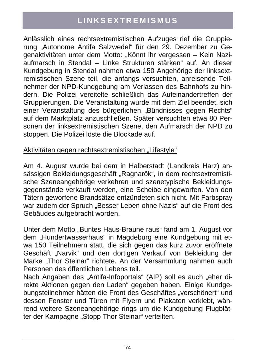 Seite 77 des Verfassungsschutzbericht 2007 Sachsen-Anhalt