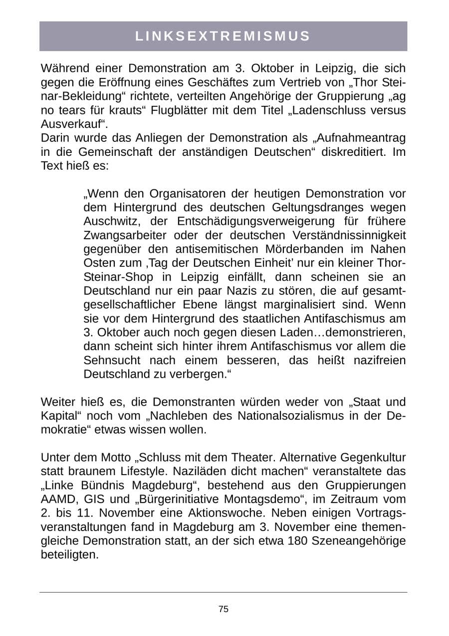 Seite 78 des Verfassungsschutzbericht 2007 Sachsen-Anhalt