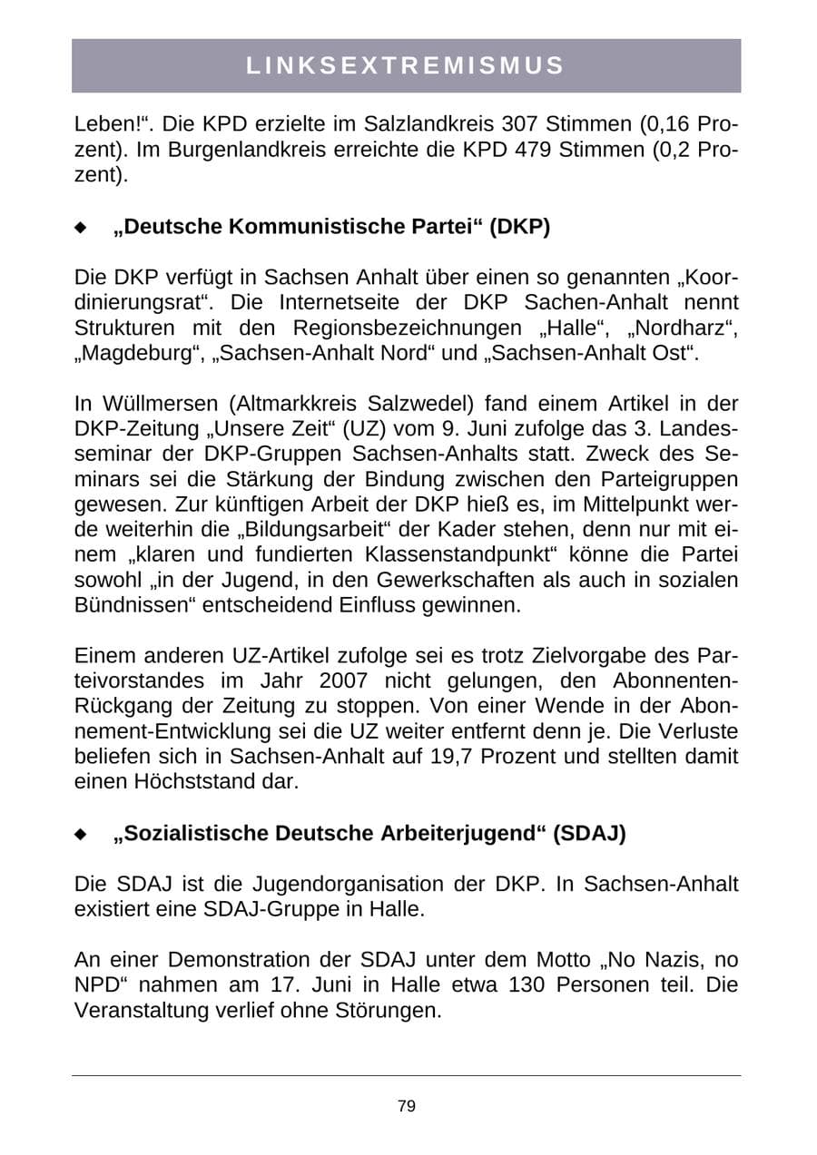 Seite 82 des Verfassungsschutzbericht 2007 Sachsen-Anhalt