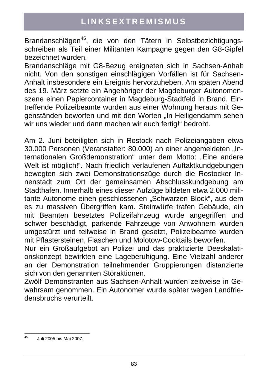 Seite 86 des Verfassungsschutzbericht 2007 Sachsen-Anhalt