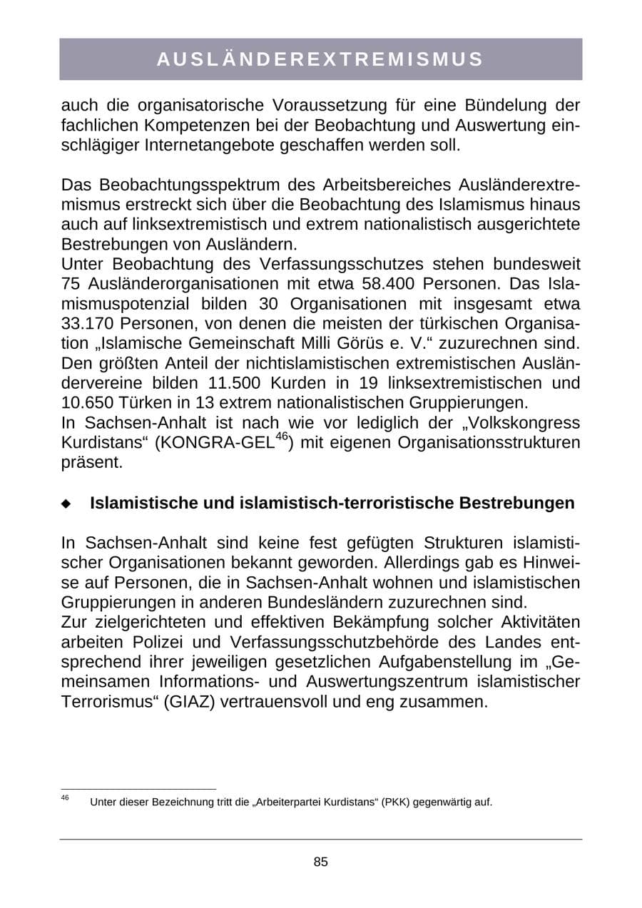 Seite 88 des Verfassungsschutzbericht 2007 Sachsen-Anhalt