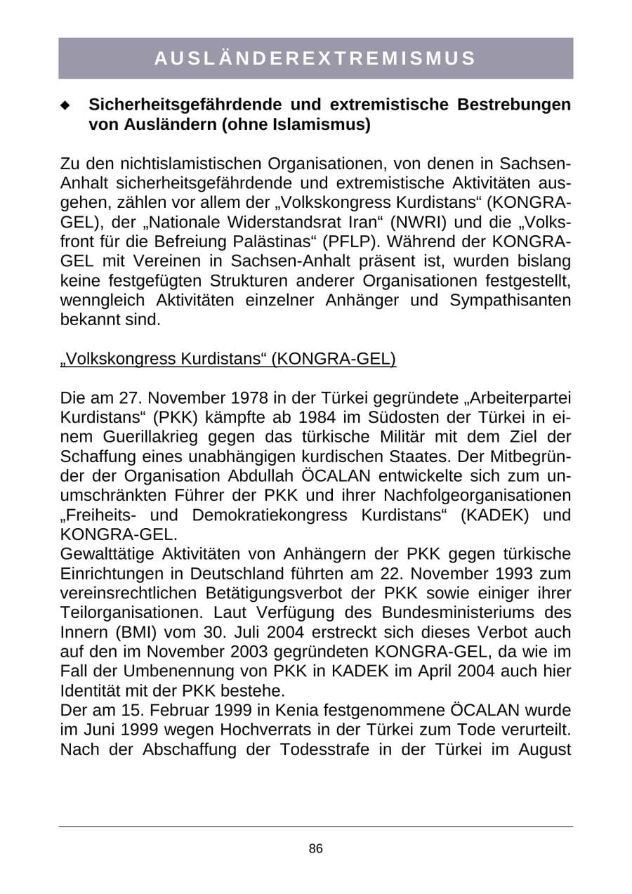 Seite 89 des Verfassungsschutzbericht 2007 Sachsen-Anhalt