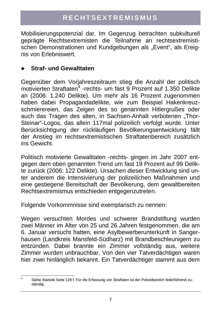 Seite 10 des Verfassungsschutzbericht 2007 Sachsen-Anhalt