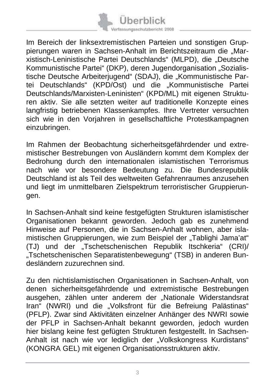 Seite 11 des Verfassungsschutzbericht 2008 Sachsen-Anhalt