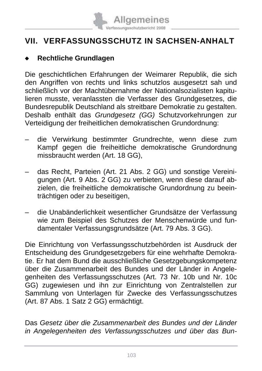 Seite 111 des Verfassungsschutzbericht 2008 Sachsen-Anhalt