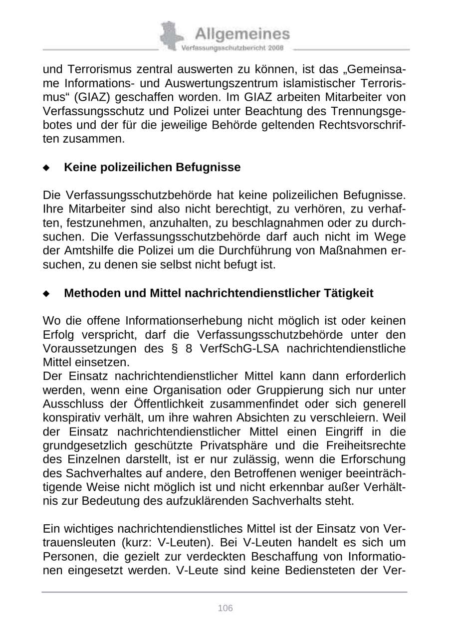 Seite 114 des Verfassungsschutzbericht 2008 Sachsen-Anhalt