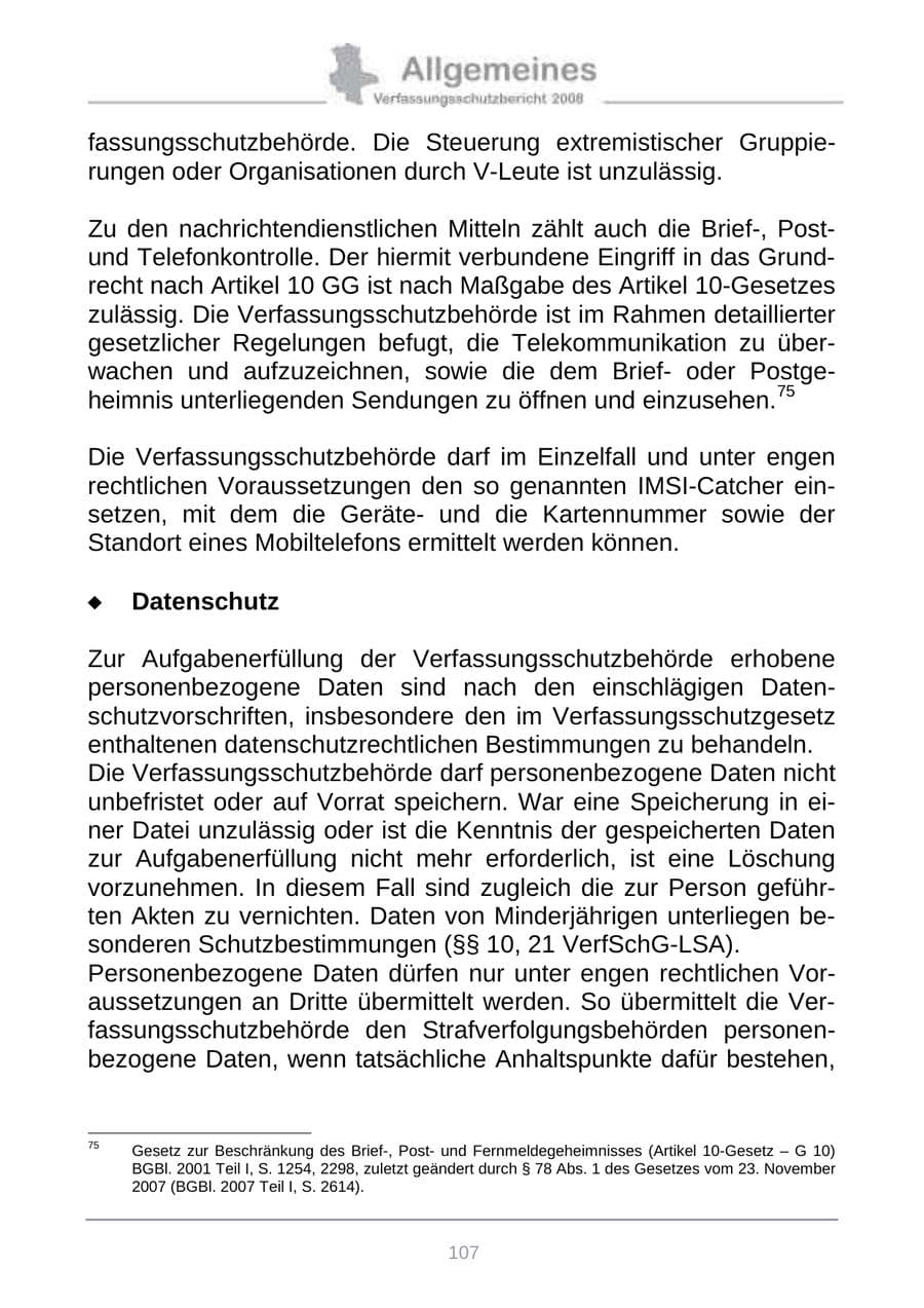 Seite 115 des Verfassungsschutzbericht 2008 Sachsen-Anhalt