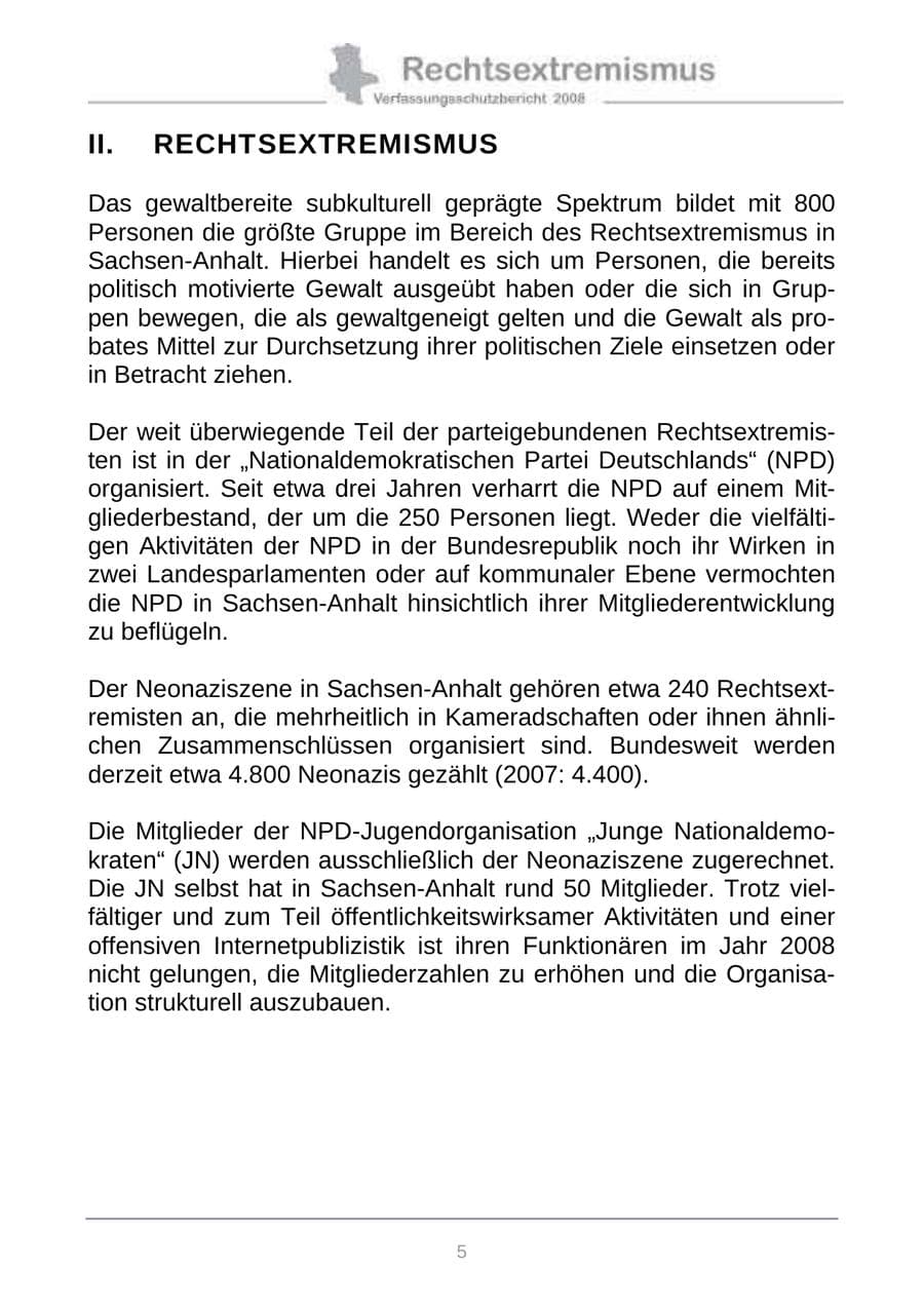 Seite 13 des Verfassungsschutzbericht 2008 Sachsen-Anhalt