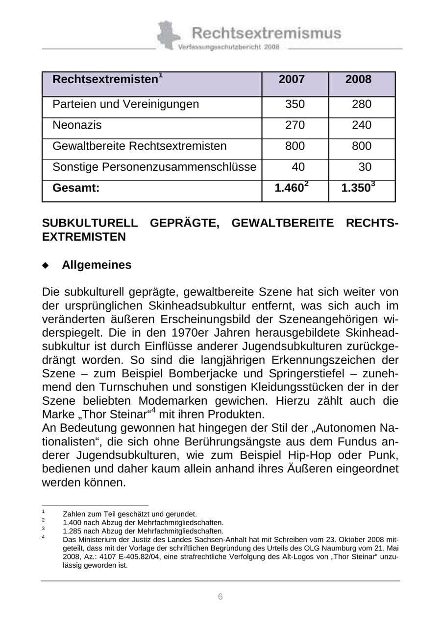 Seite 14 des Verfassungsschutzbericht 2008 Sachsen-Anhalt