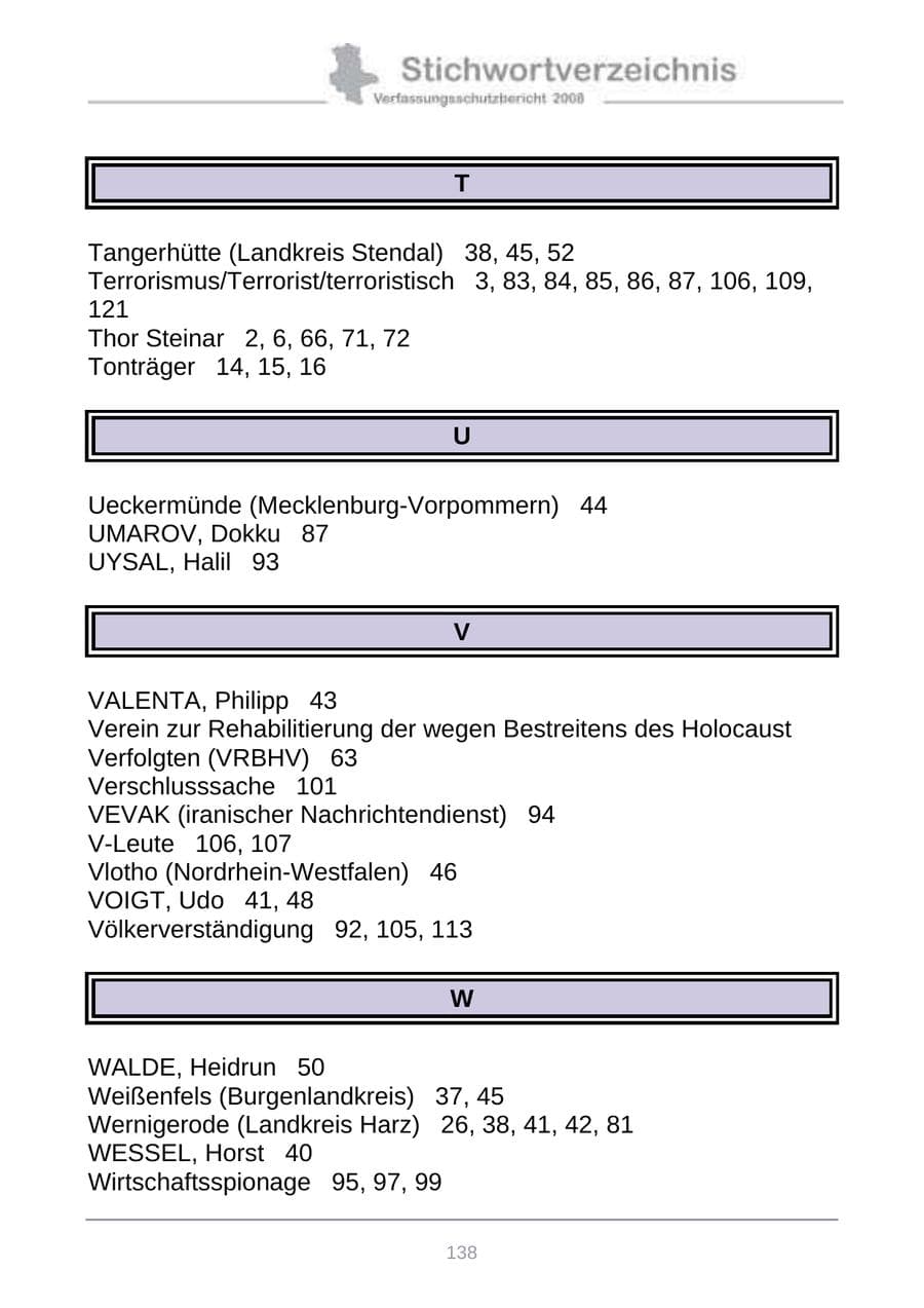Seite 146 des Verfassungsschutzbericht 2008 Sachsen-Anhalt