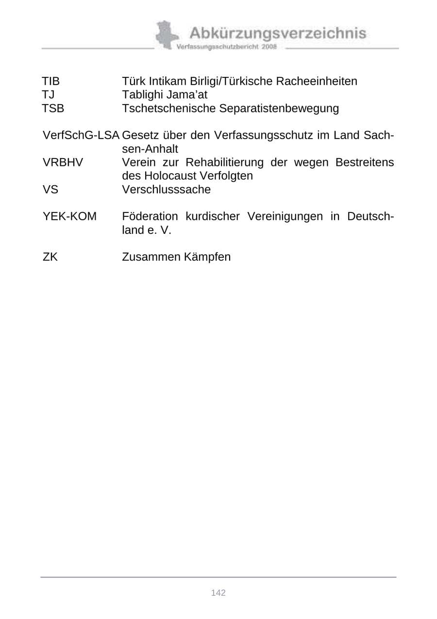 Seite 150 des Verfassungsschutzbericht 2008 Sachsen-Anhalt