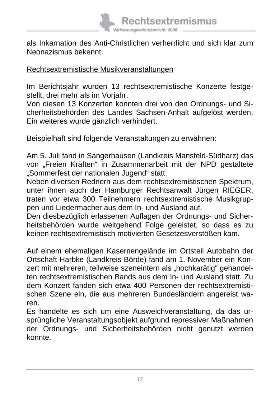 Seite 20 des Verfassungsschutzbericht 2008 Sachsen-Anhalt