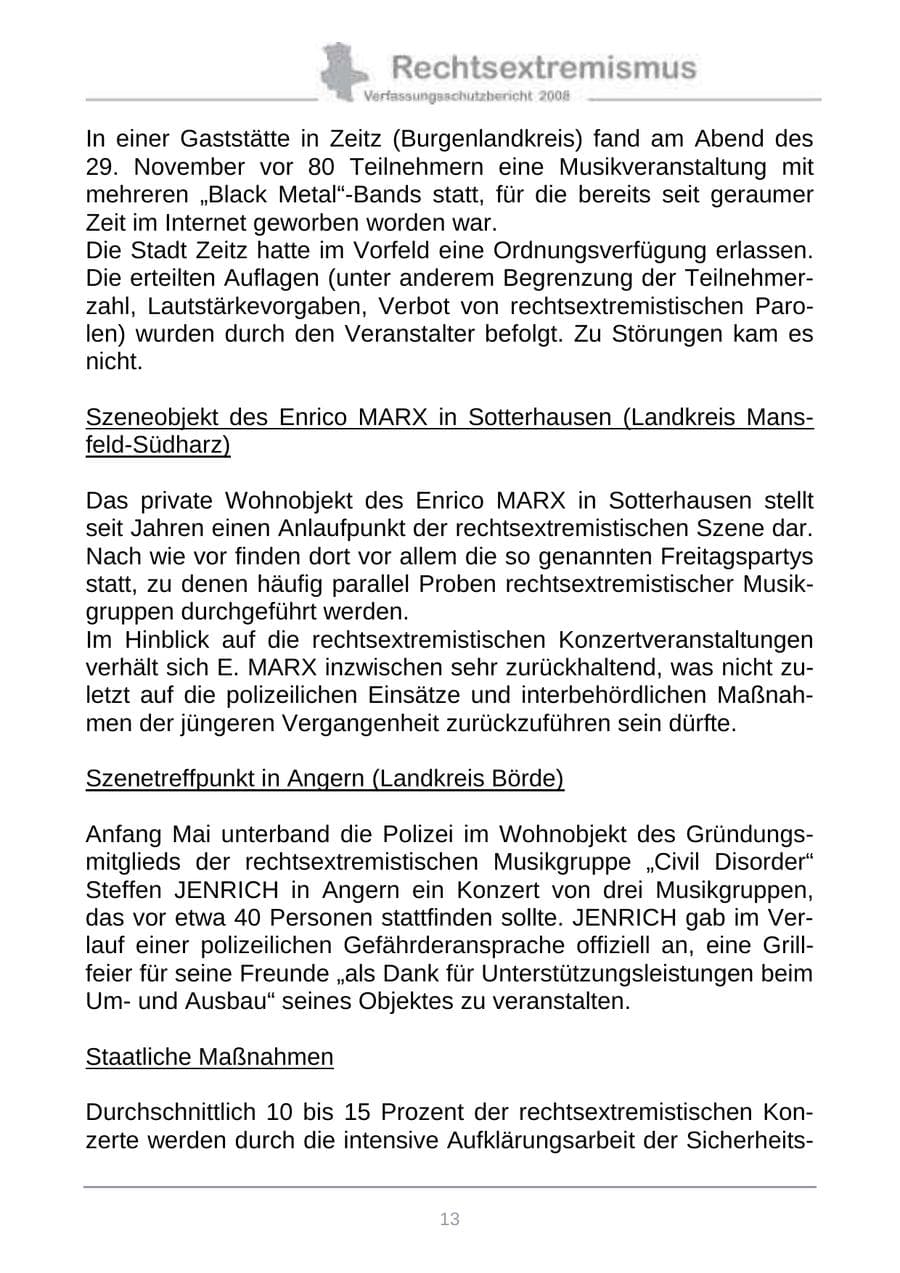 Seite 21 des Verfassungsschutzbericht 2008 Sachsen-Anhalt
