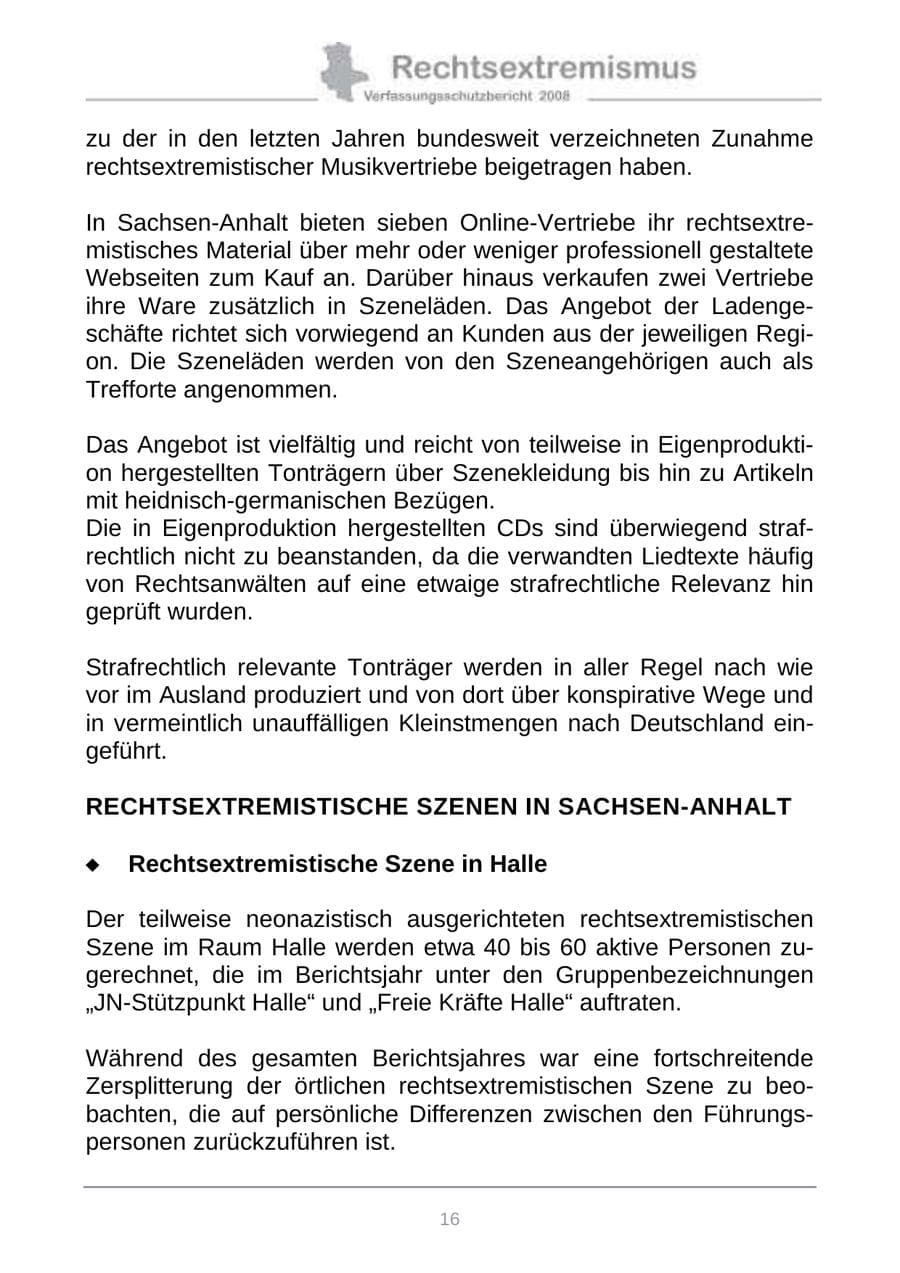 Seite 24 des Verfassungsschutzbericht 2008 Sachsen-Anhalt