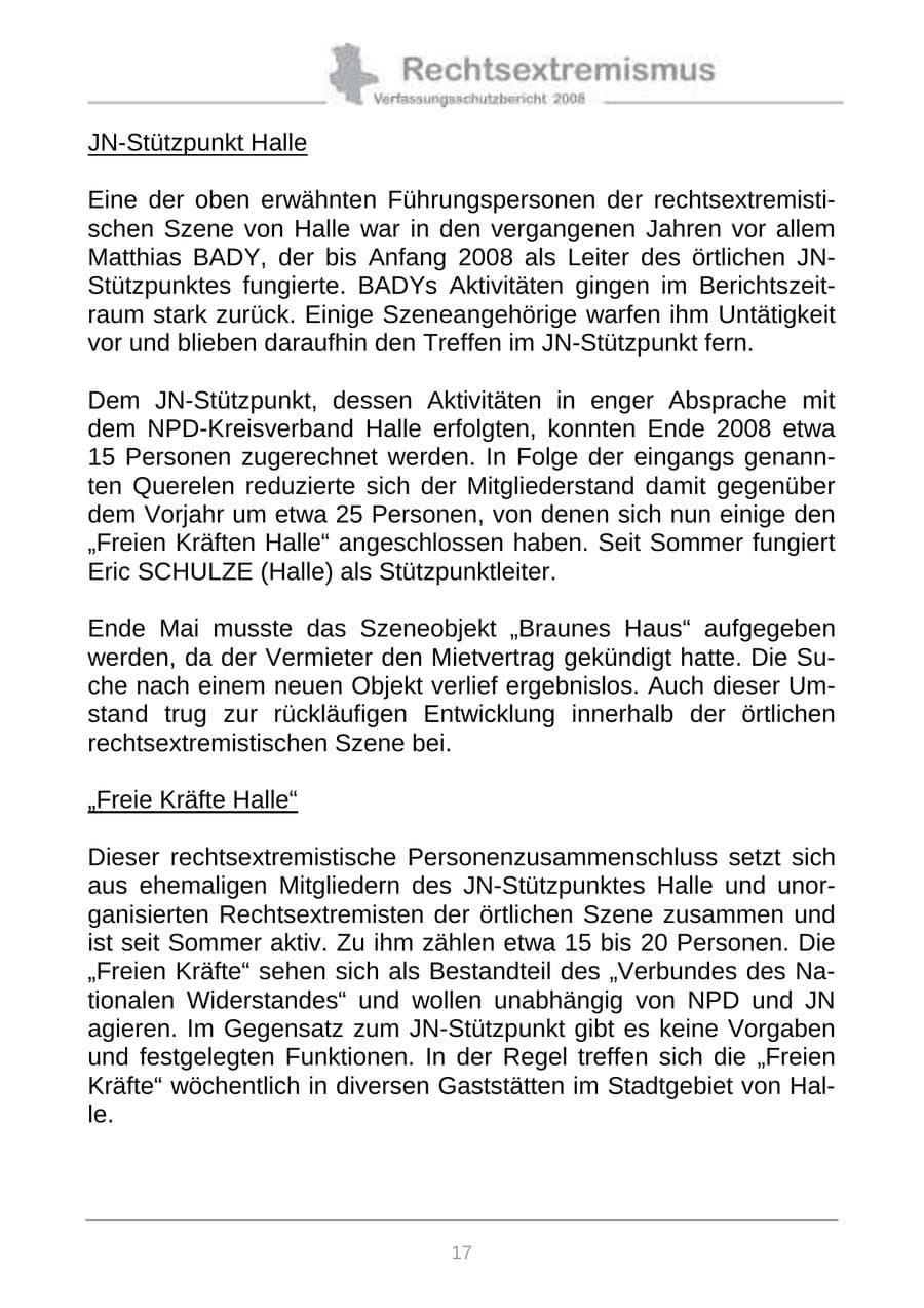 Seite 25 des Verfassungsschutzbericht 2008 Sachsen-Anhalt