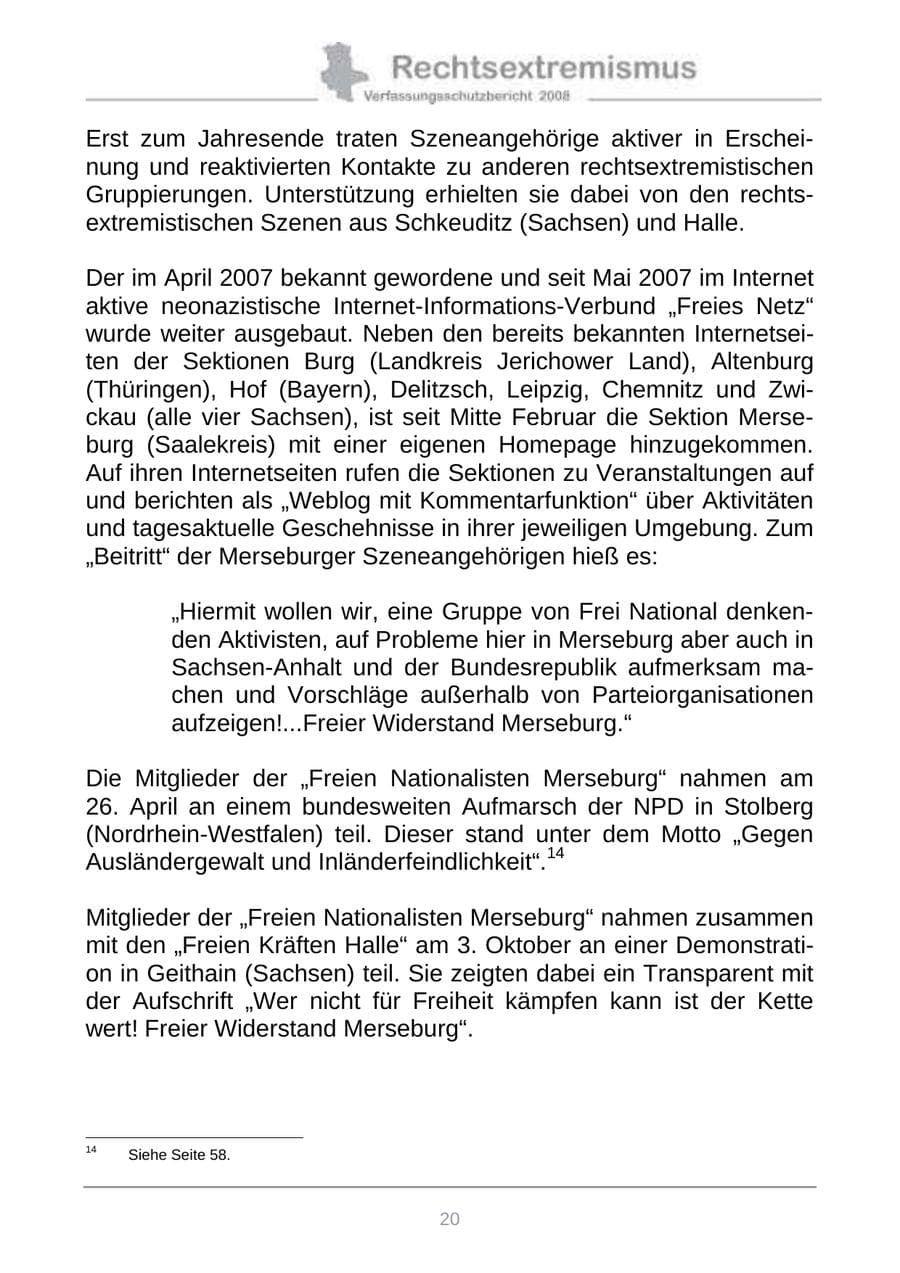 Seite 28 des Verfassungsschutzbericht 2008 Sachsen-Anhalt