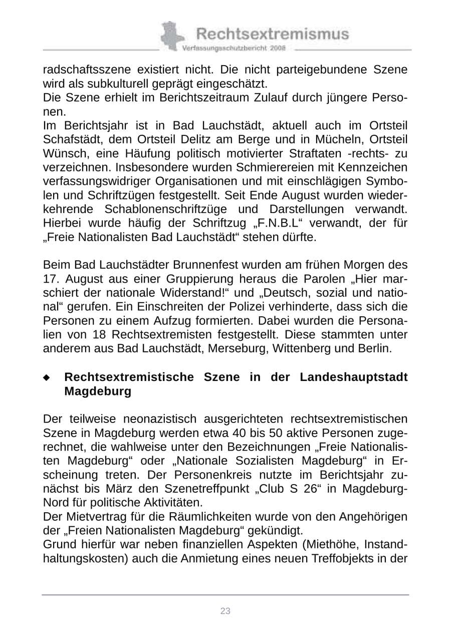 Seite 31 des Verfassungsschutzbericht 2008 Sachsen-Anhalt