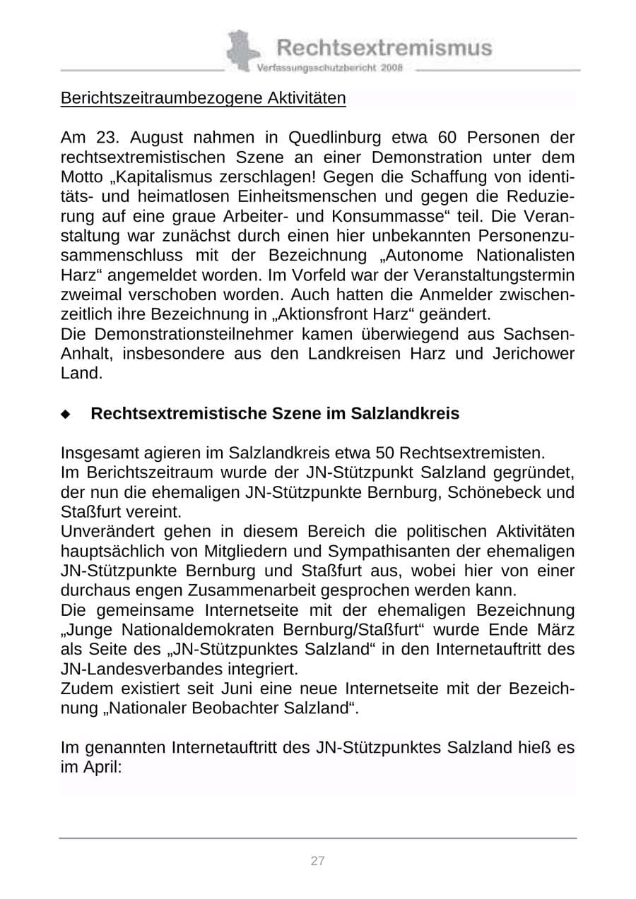 Seite 35 des Verfassungsschutzbericht 2008 Sachsen-Anhalt
