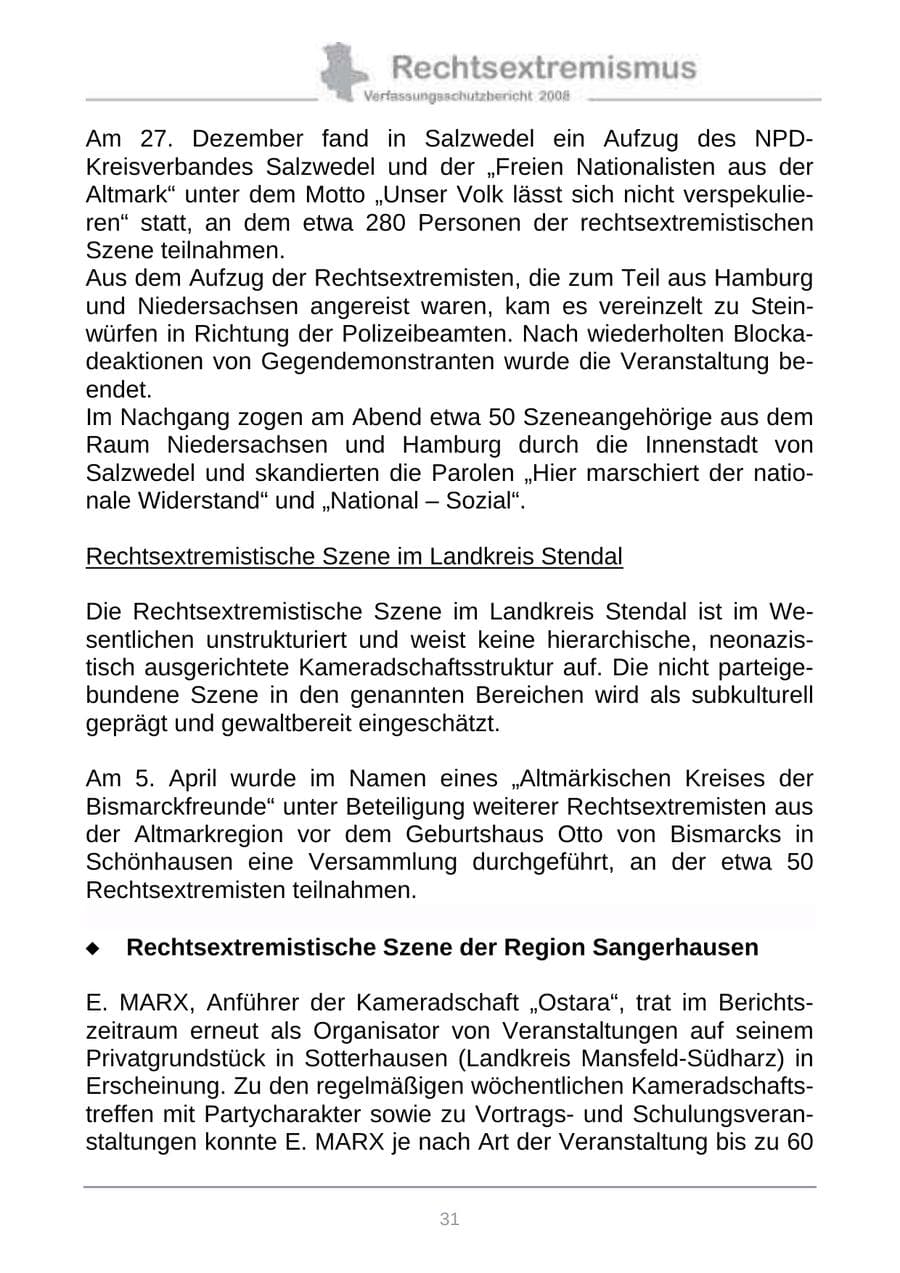 Seite 39 des Verfassungsschutzbericht 2008 Sachsen-Anhalt