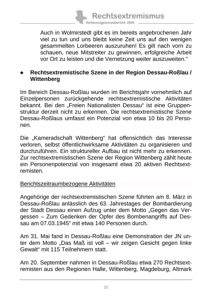 Seite 43 des Verfassungsschutzbericht 2008 Sachsen-Anhalt