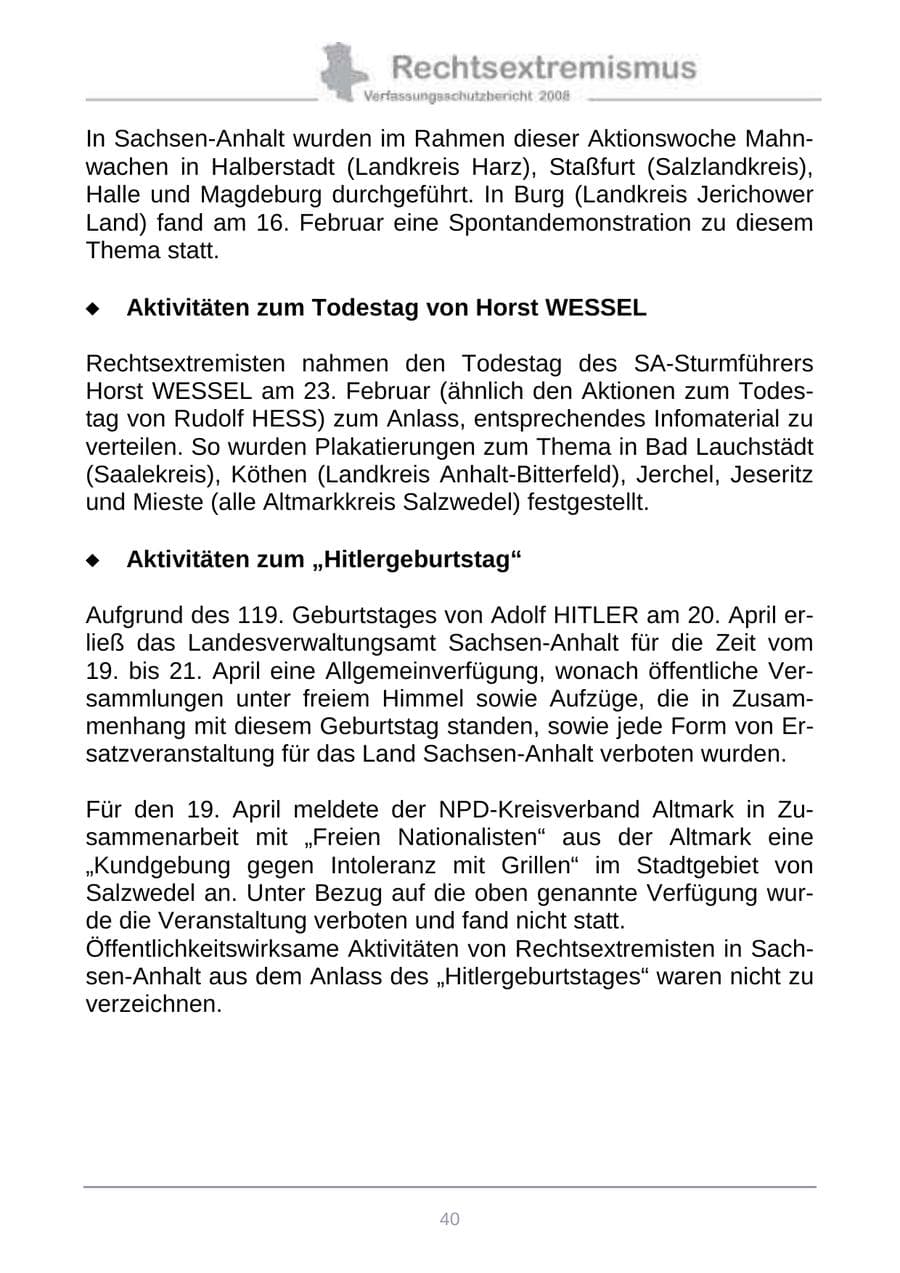 Seite 48 des Verfassungsschutzbericht 2008 Sachsen-Anhalt