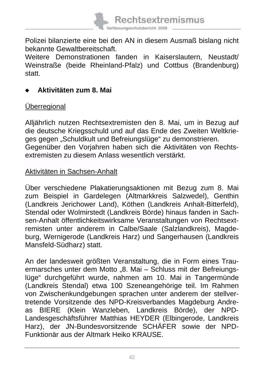 Seite 50 des Verfassungsschutzbericht 2008 Sachsen-Anhalt