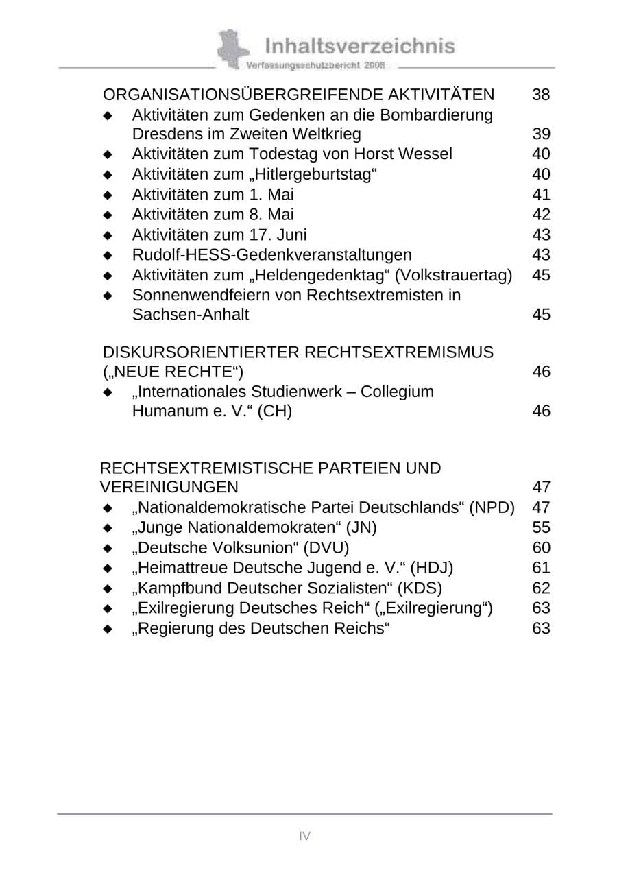Seite 6 des Verfassungsschutzbericht 2008 Sachsen-Anhalt