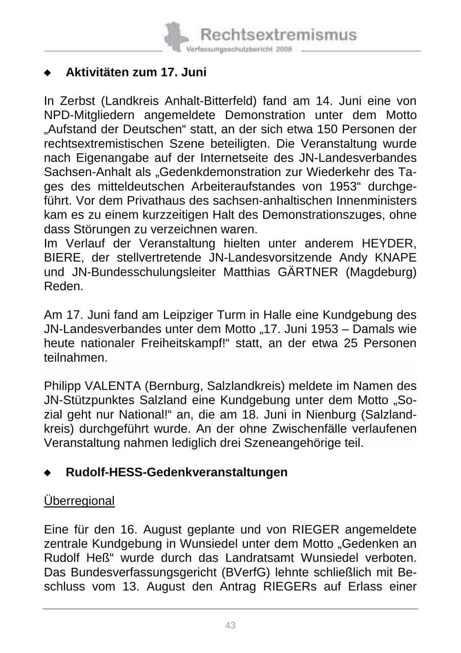 Seite 51 des Verfassungsschutzbericht 2008 Sachsen-Anhalt