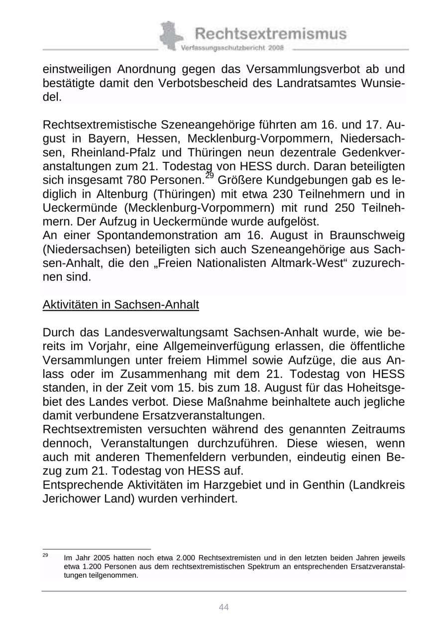 Seite 52 des Verfassungsschutzbericht 2008 Sachsen-Anhalt