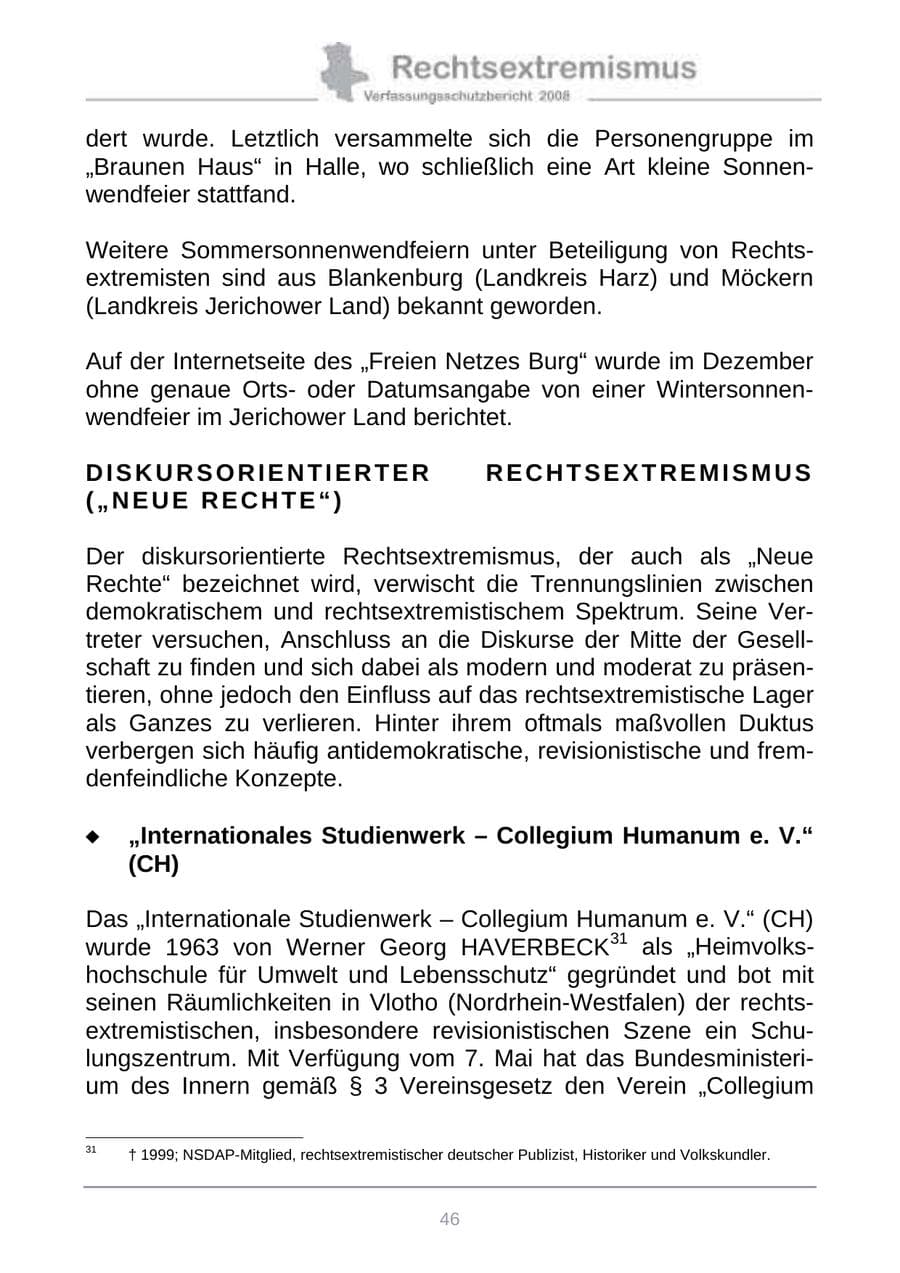 Seite 54 des Verfassungsschutzbericht 2008 Sachsen-Anhalt