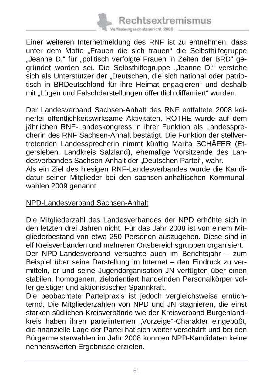 Seite 59 des Verfassungsschutzbericht 2008 Sachsen-Anhalt