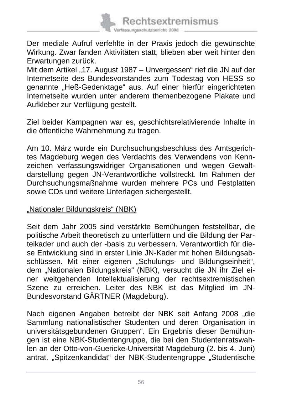 Seite 64 des Verfassungsschutzbericht 2008 Sachsen-Anhalt