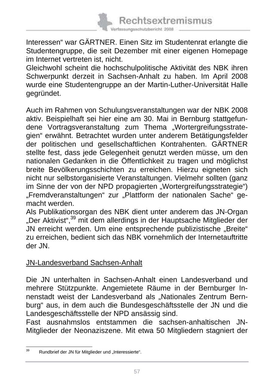Seite 65 des Verfassungsschutzbericht 2008 Sachsen-Anhalt