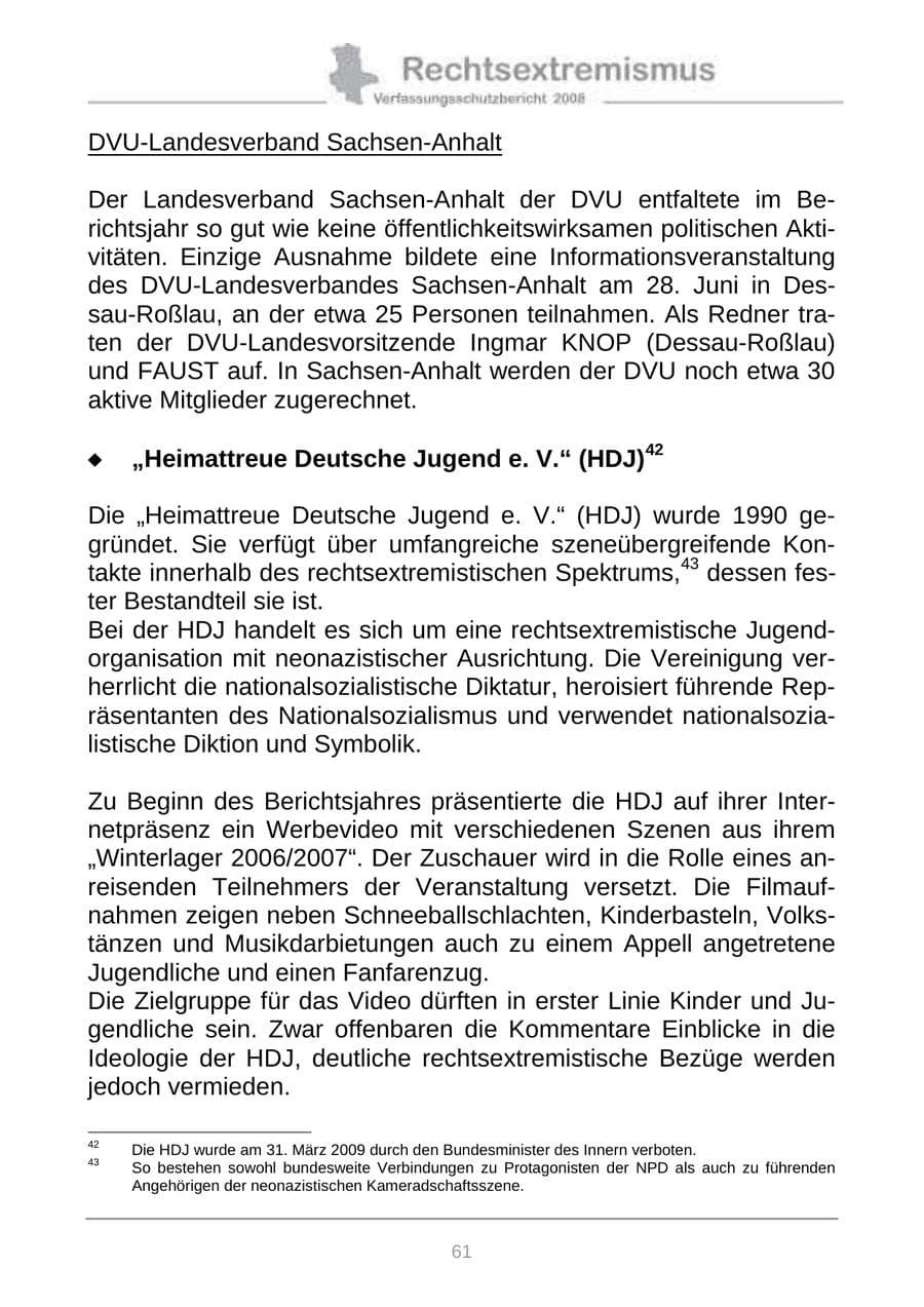 Seite 69 des Verfassungsschutzbericht 2008 Sachsen-Anhalt