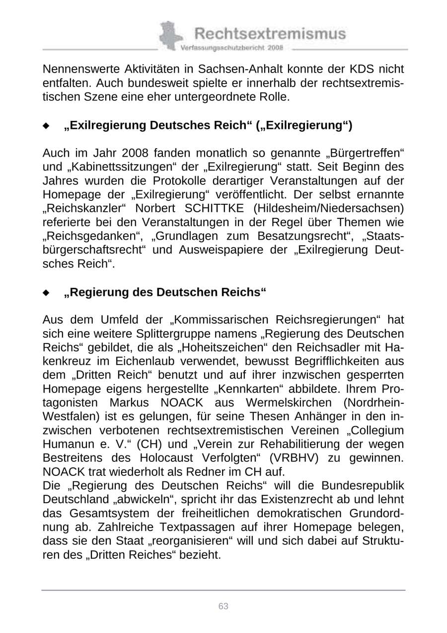 Seite 71 des Verfassungsschutzbericht 2008 Sachsen-Anhalt