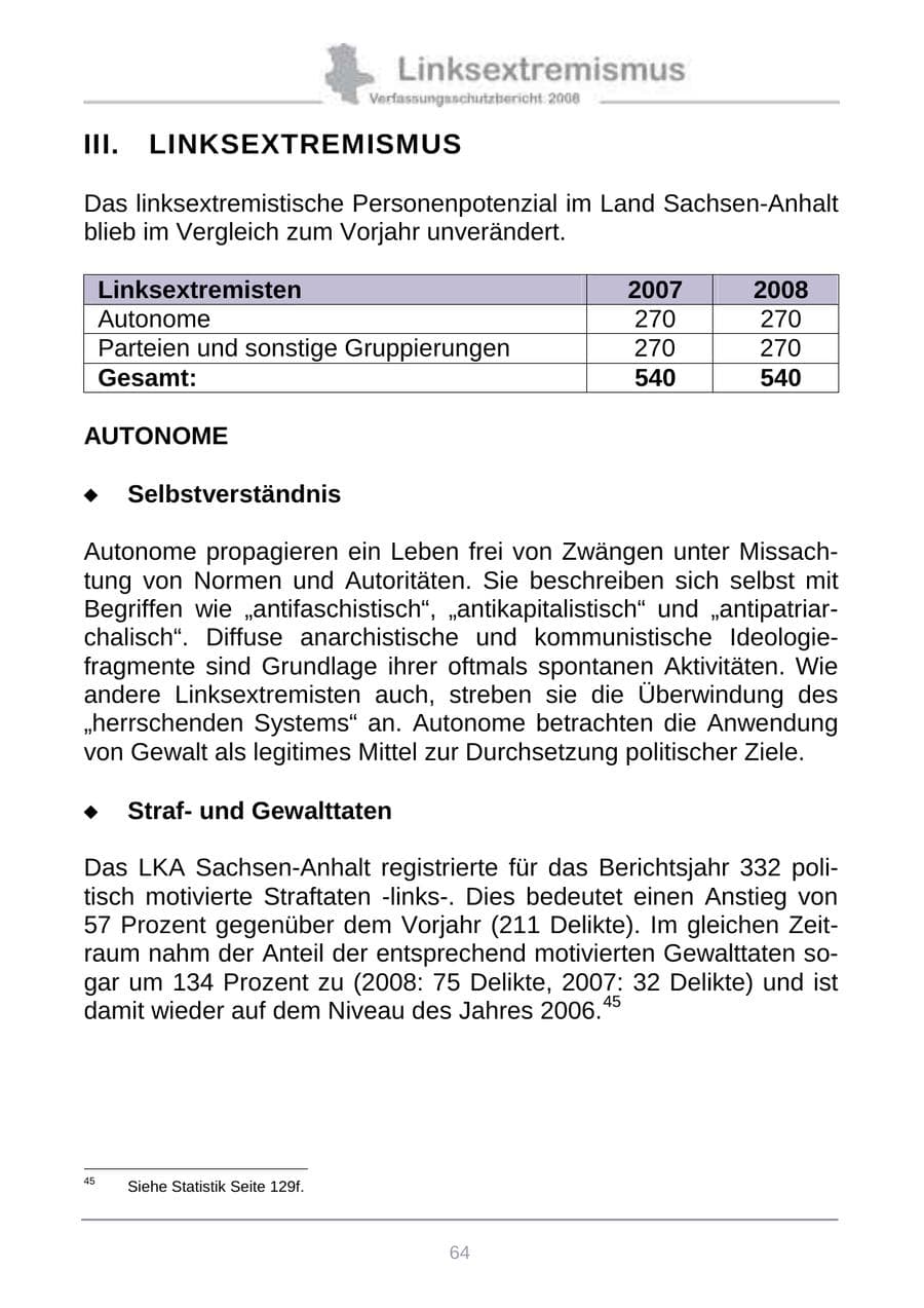 Seite 72 des Verfassungsschutzbericht 2008 Sachsen-Anhalt