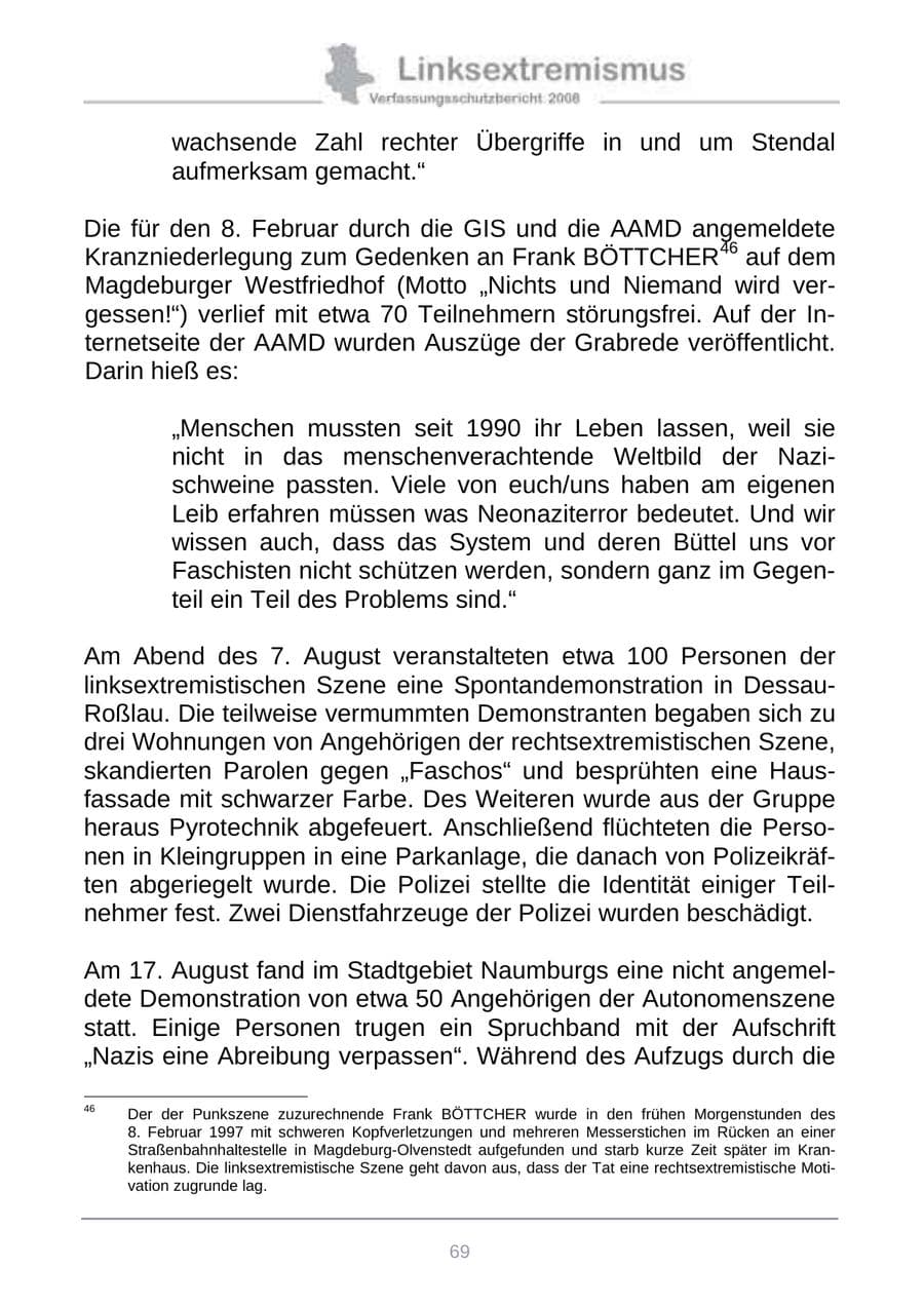 Seite 77 des Verfassungsschutzbericht 2008 Sachsen-Anhalt